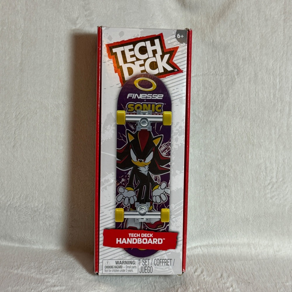 TECH DECK, Finesse X Sonic The Hedgehog Handboard; Mini Hand Skateboard NEW